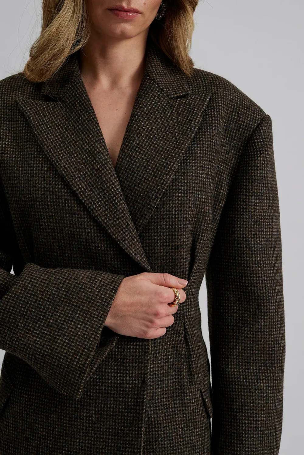 Wool Blend Tailored Long Coat