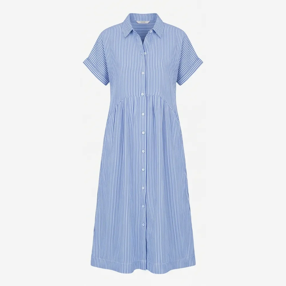 Shirt Striped Airy Midi Dress
