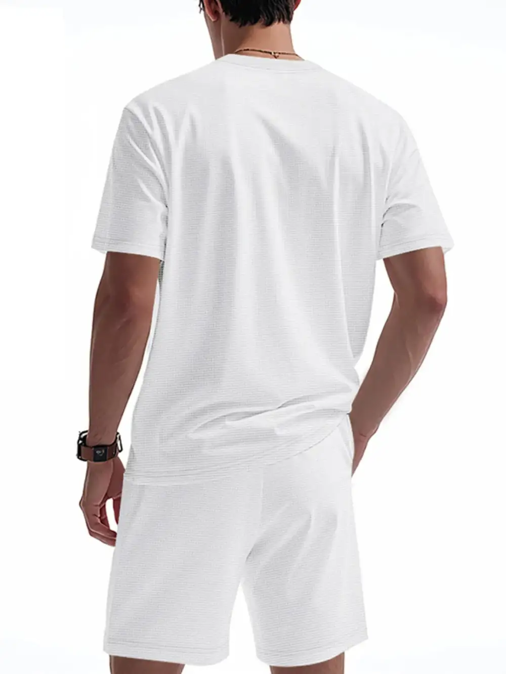Pocketed Round-Neck Short-Sleeve Top and Shorts Sport Set