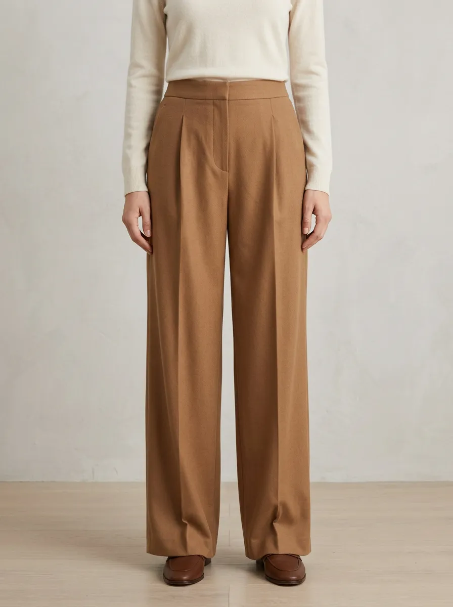 Tailored Detail Pleated Wide-Leg Trousers