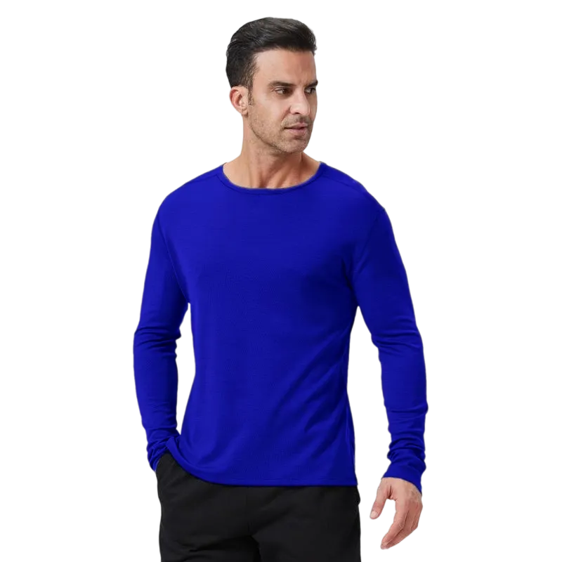 Men's Merino Wool Quick-Drying Hiking Warm Long-Sleeved Underwear Sports ski Base Layer top