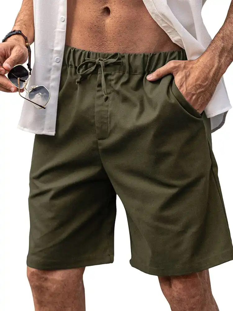 Classic Elastic Waist Linen Shorts