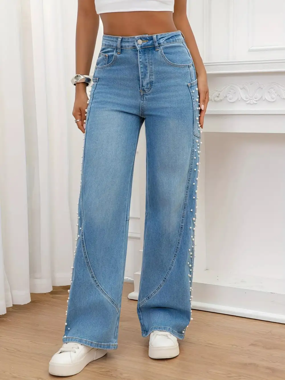 Ruffled Denim Jeans