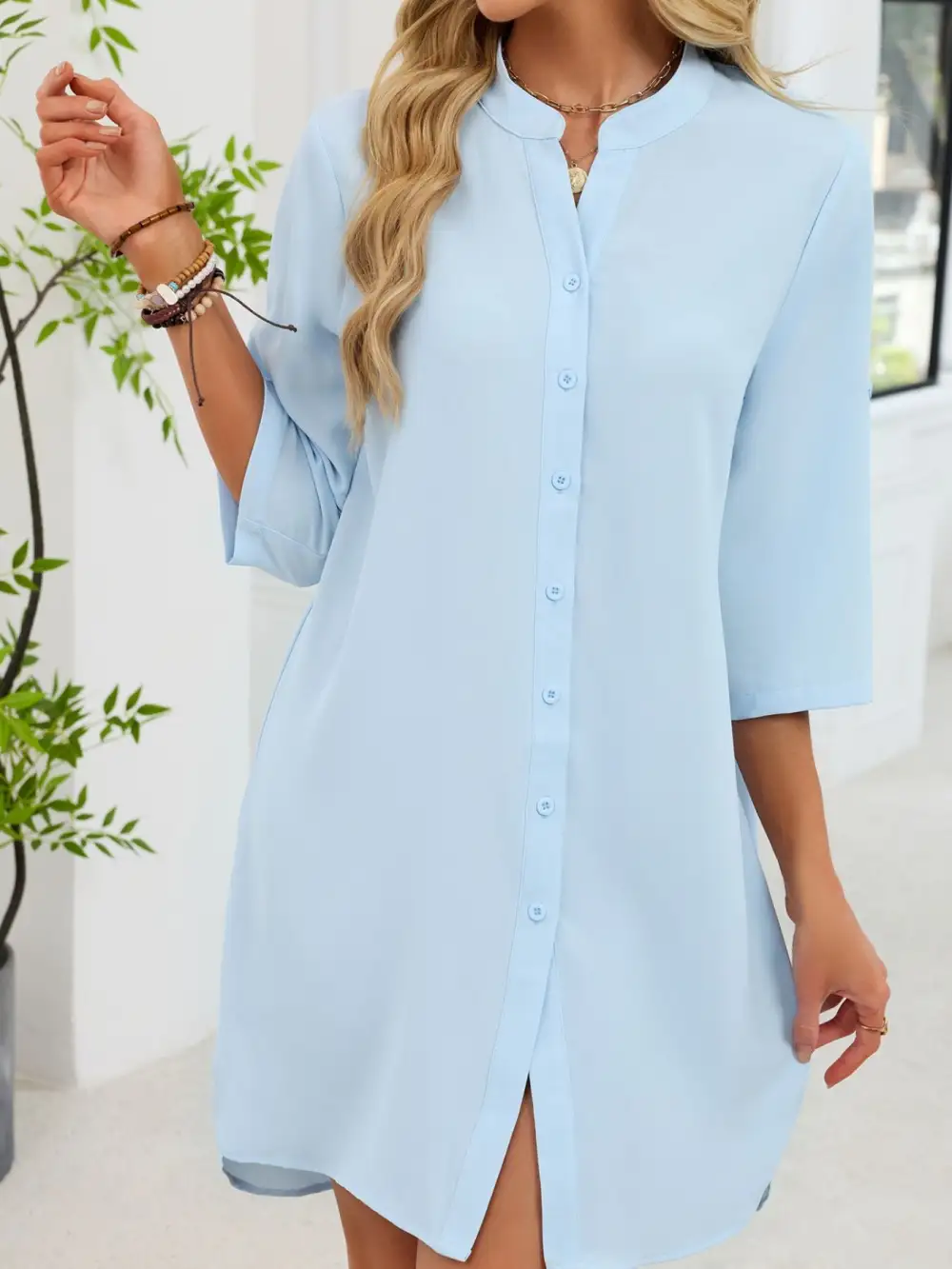 Comfort Fit Button Front Shirt Dress