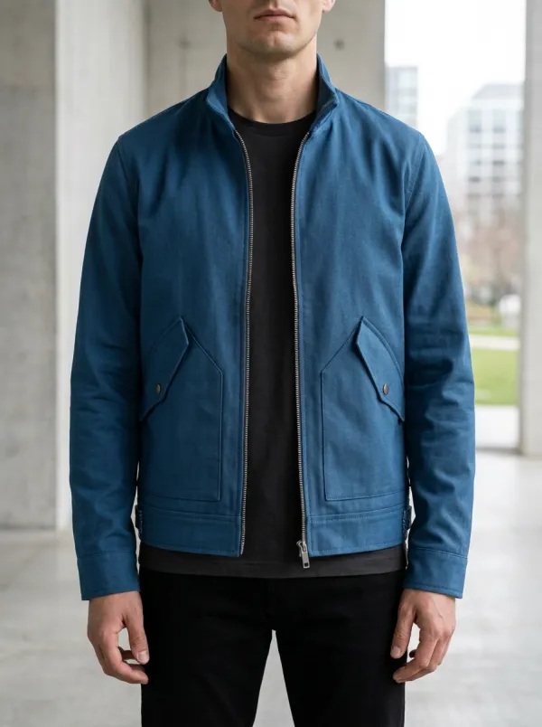 Solid Zip Collar Jacket