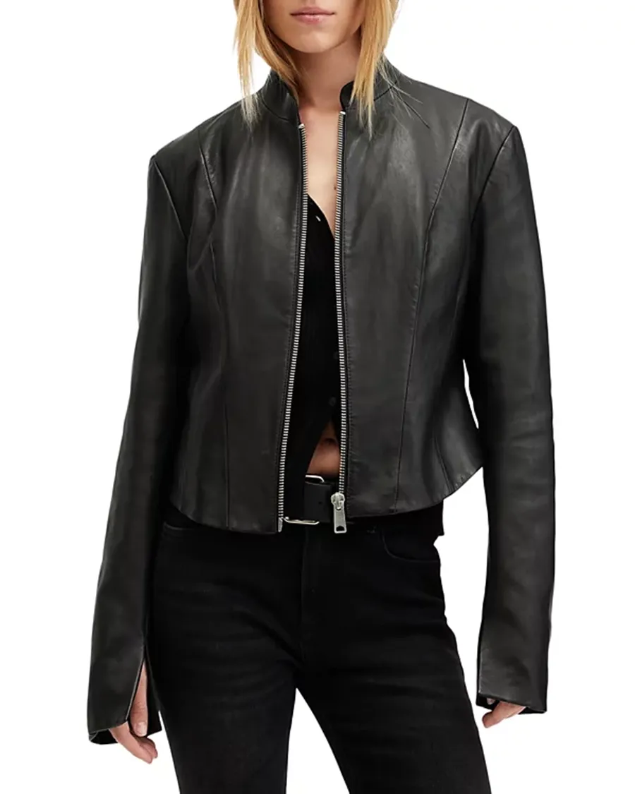Stand Collar Casual Style Leather Jacket