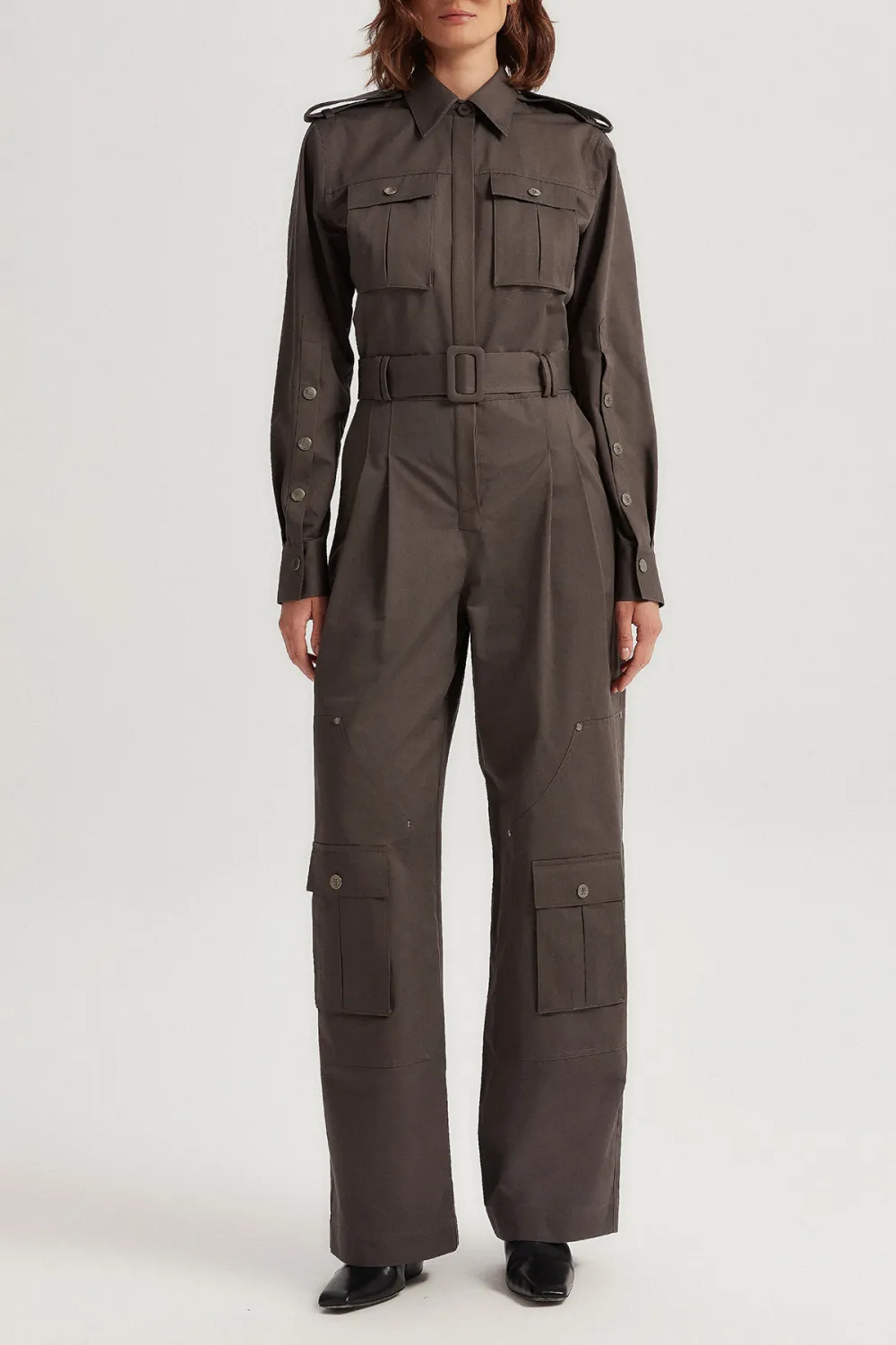 Long Sleeve Jumpsuit-Grey