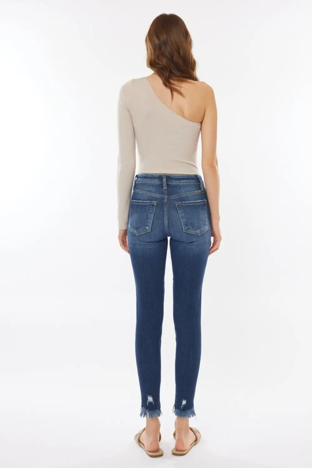 Clean High Waist Raw Hem Denim Jeans