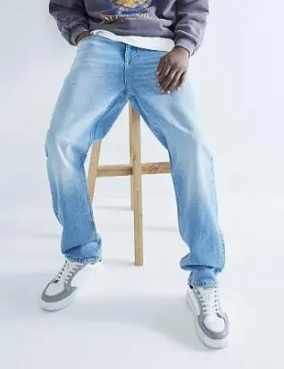 Men's  Blue Straight-Leg Stylish Casual Jeans