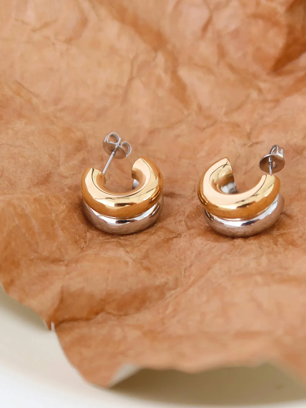 Double C Shape Hoop Earrings