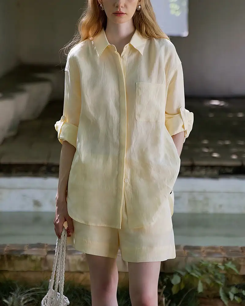Breezy Linen Oversized Shirt and Shorts Matching Set