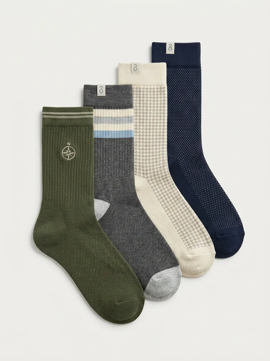 Men's Refined Four Pair Socks
