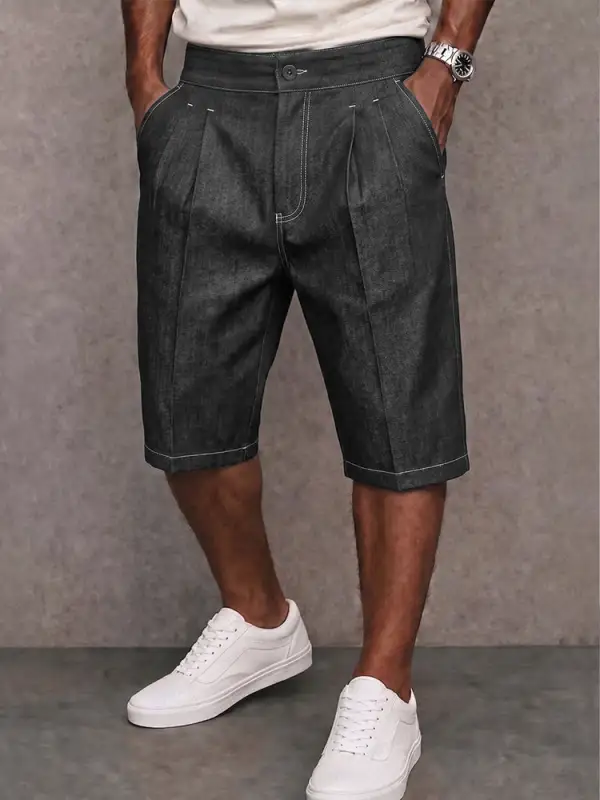 Men's Stylish Contrast Stitching Stretchy Denim Shorts
