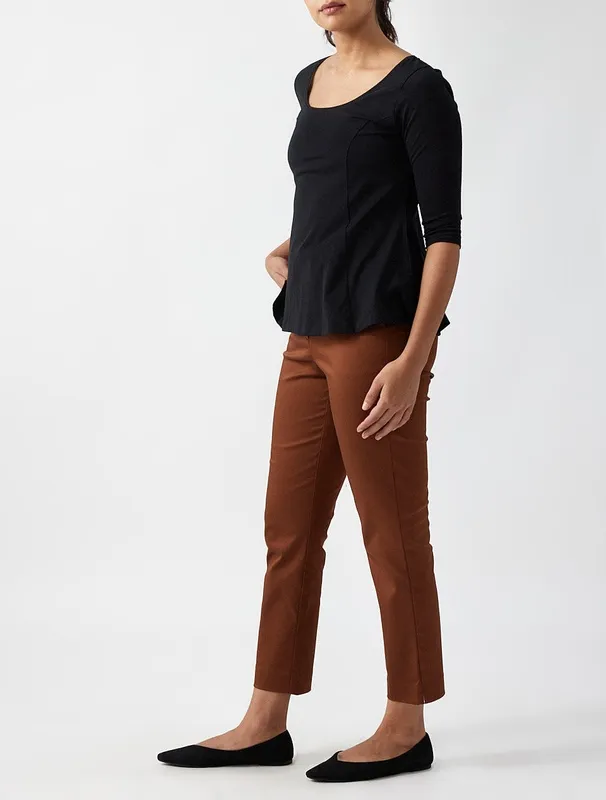 Black Pima Cotton Flared Top