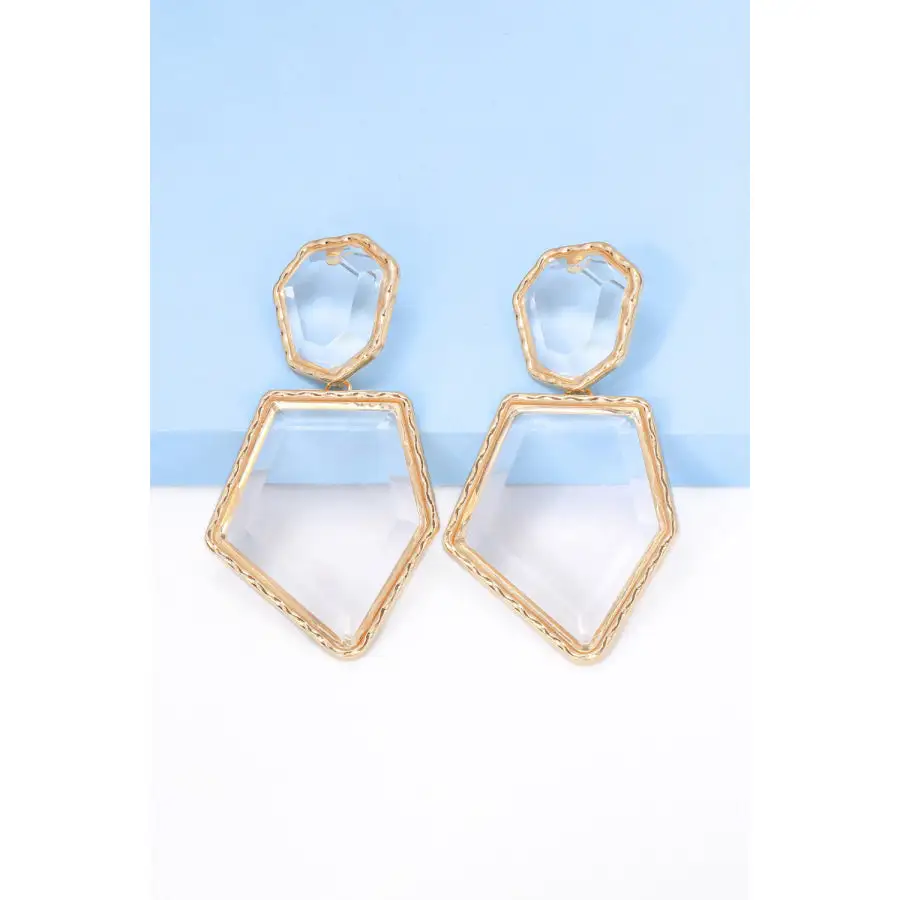 Geometrical Shape Zinc Alloy Frame Resin Dangle Earrings