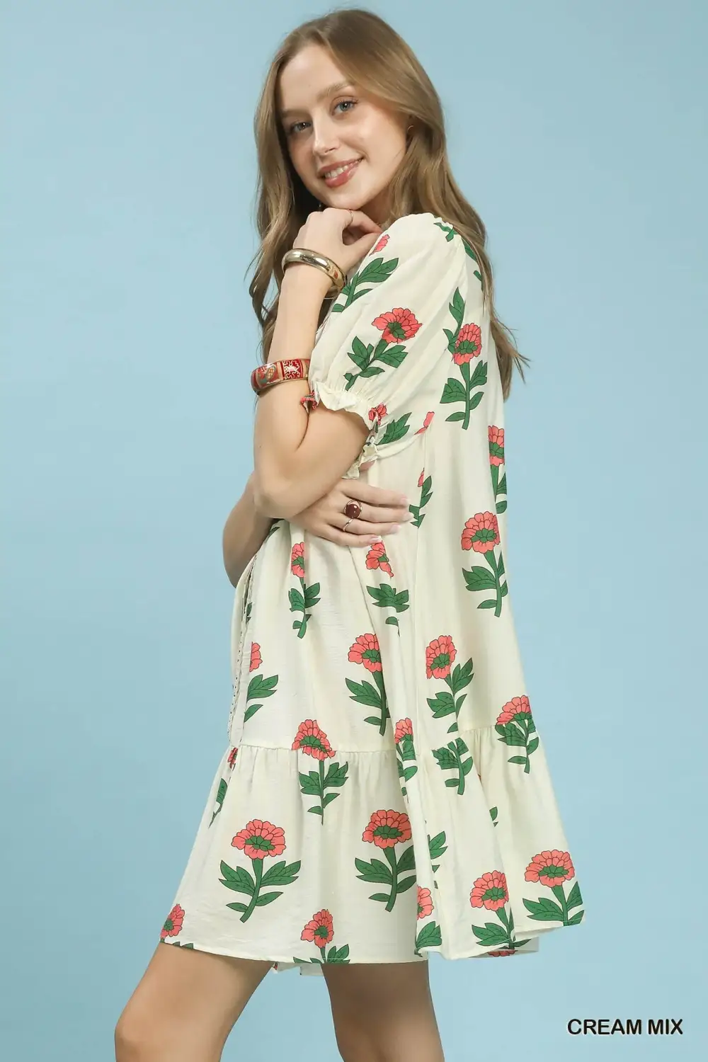 Polished Detail Floral Printed Dress