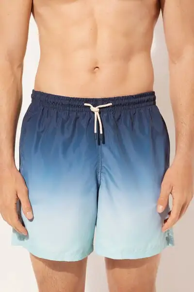 Elastic Waist Patterned Pocket Boxer Boxer Swim Shorts