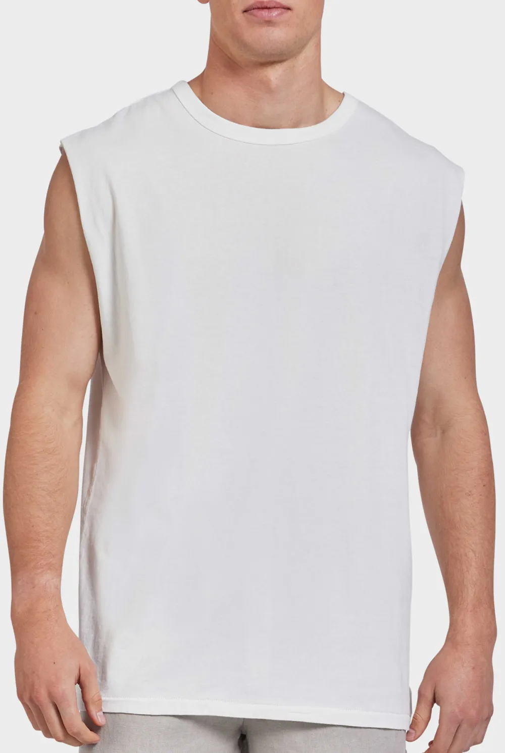 Sleeveless Crew Neck Casual Tee