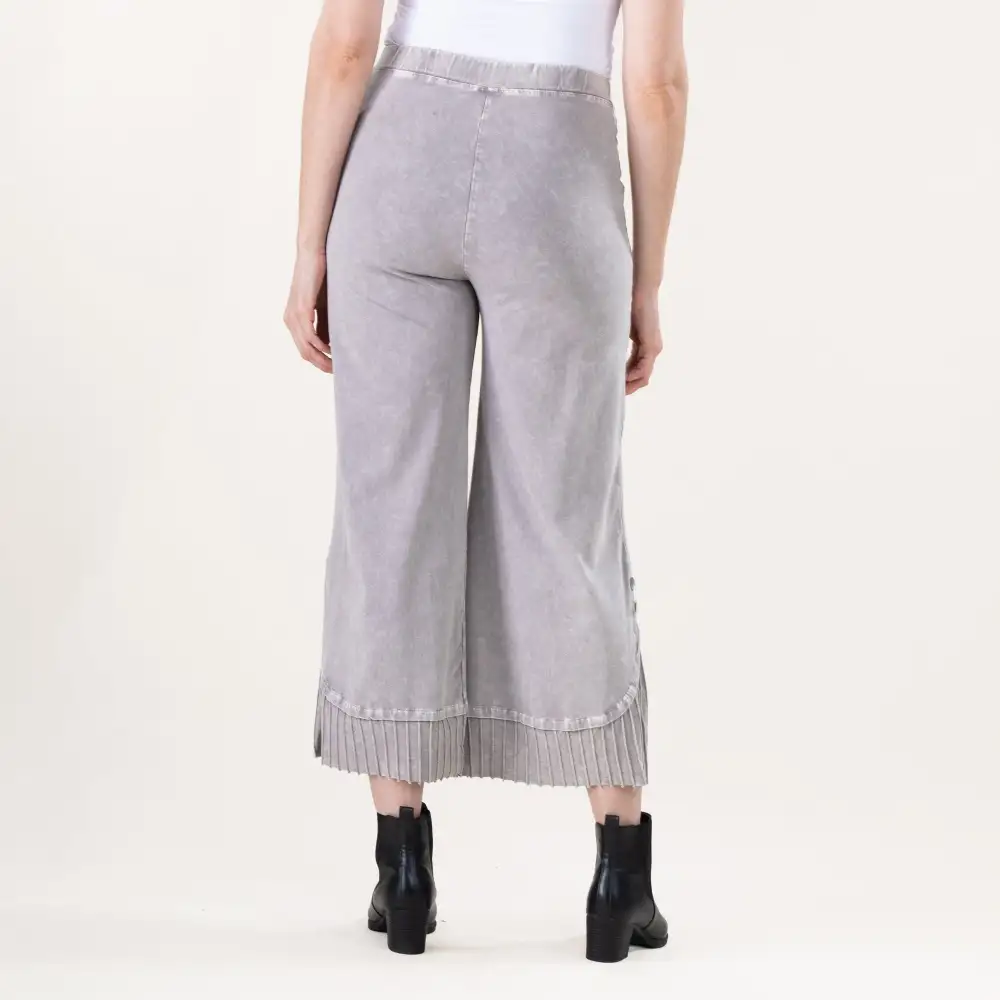 Modern Wide Leg Mineral Wash Pleated Pants