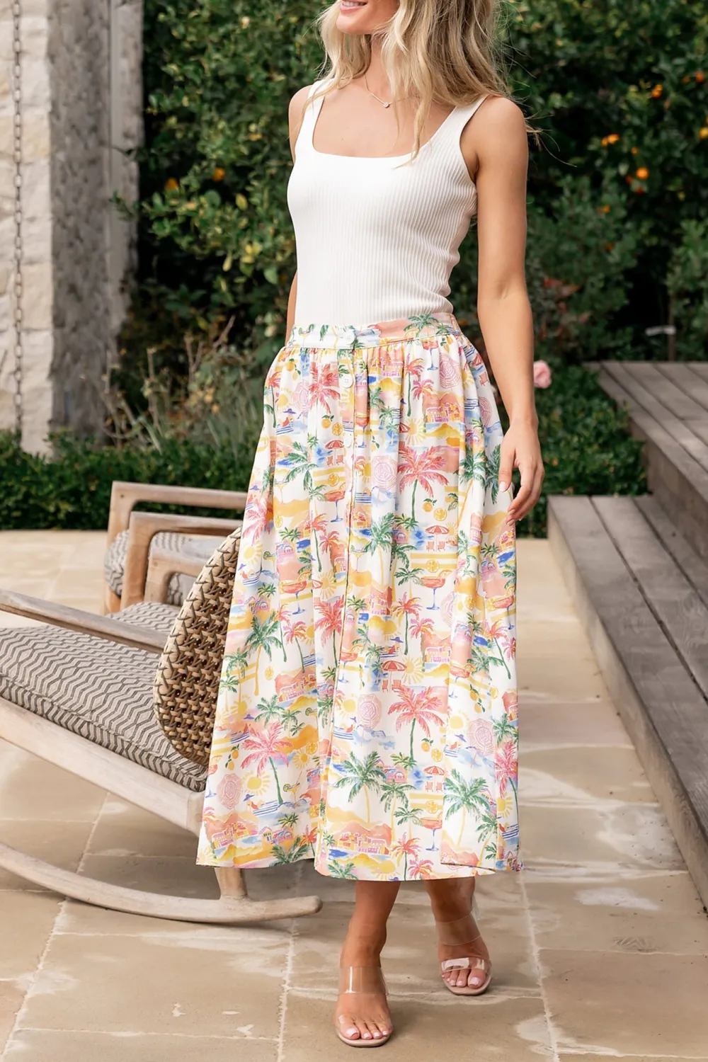 Gentle Temperament High-Waisted Floral Skirt