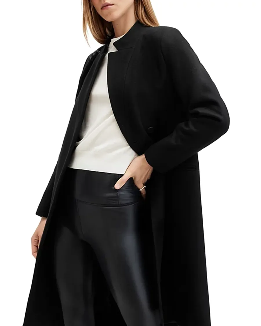 Black Wool Cashmere Blend Tailored Coat