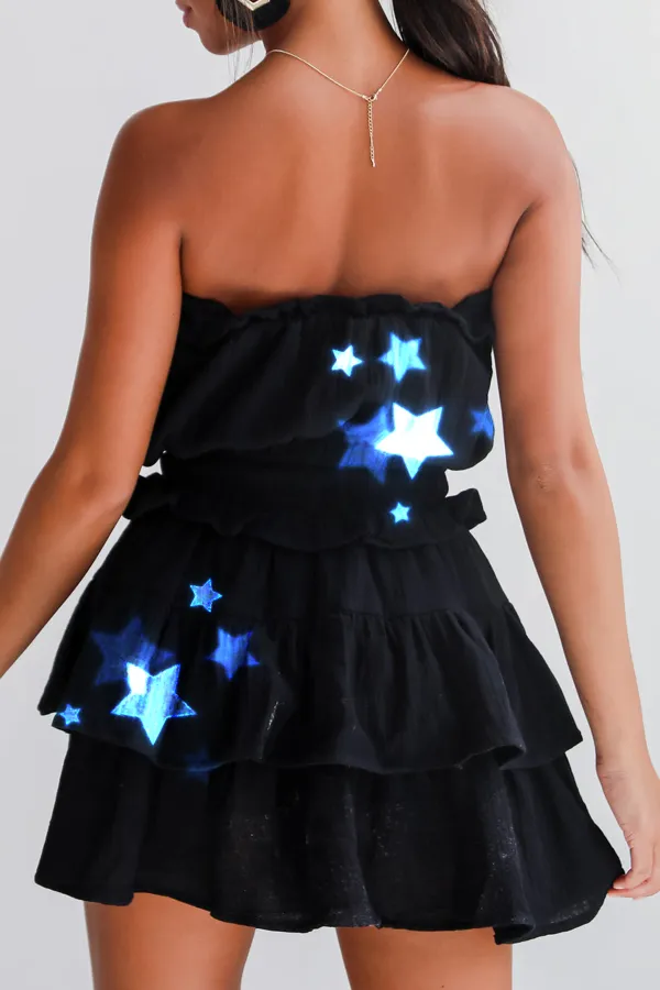 On The Sidelines Linen Strapless Mini Dress