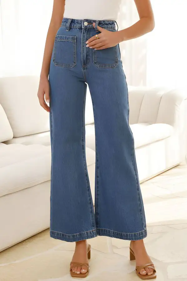 High Waist Bootcut Pocket Denim Jeans