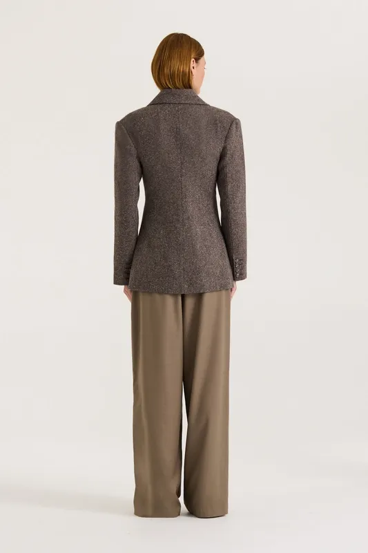 Gray Taupe Double-Breasted Blazer