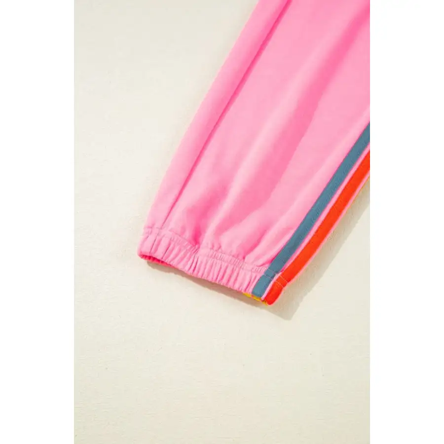 Contrast Striped Elastic Waist Active Pants