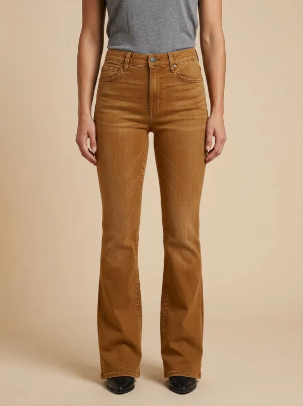 Women's High-Rise Washed Flare Denim Jeans