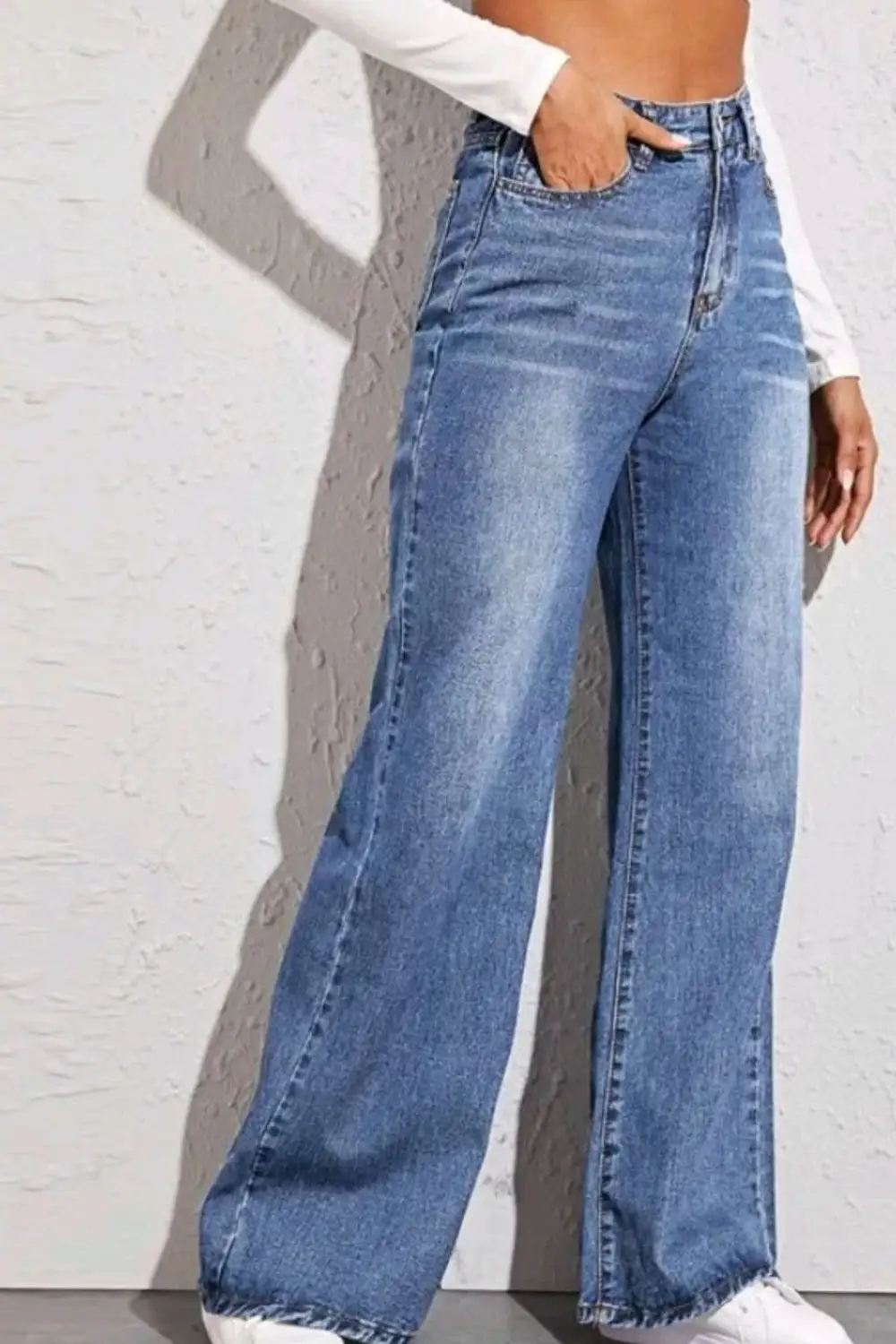 Tiered V Neck Denim Jeans