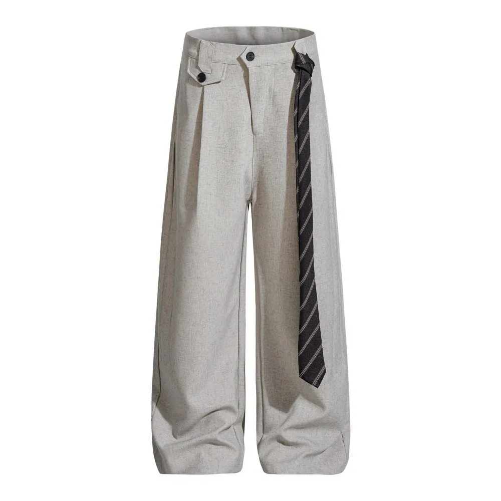 Loose-Fit Suit Pants with Tie Detail