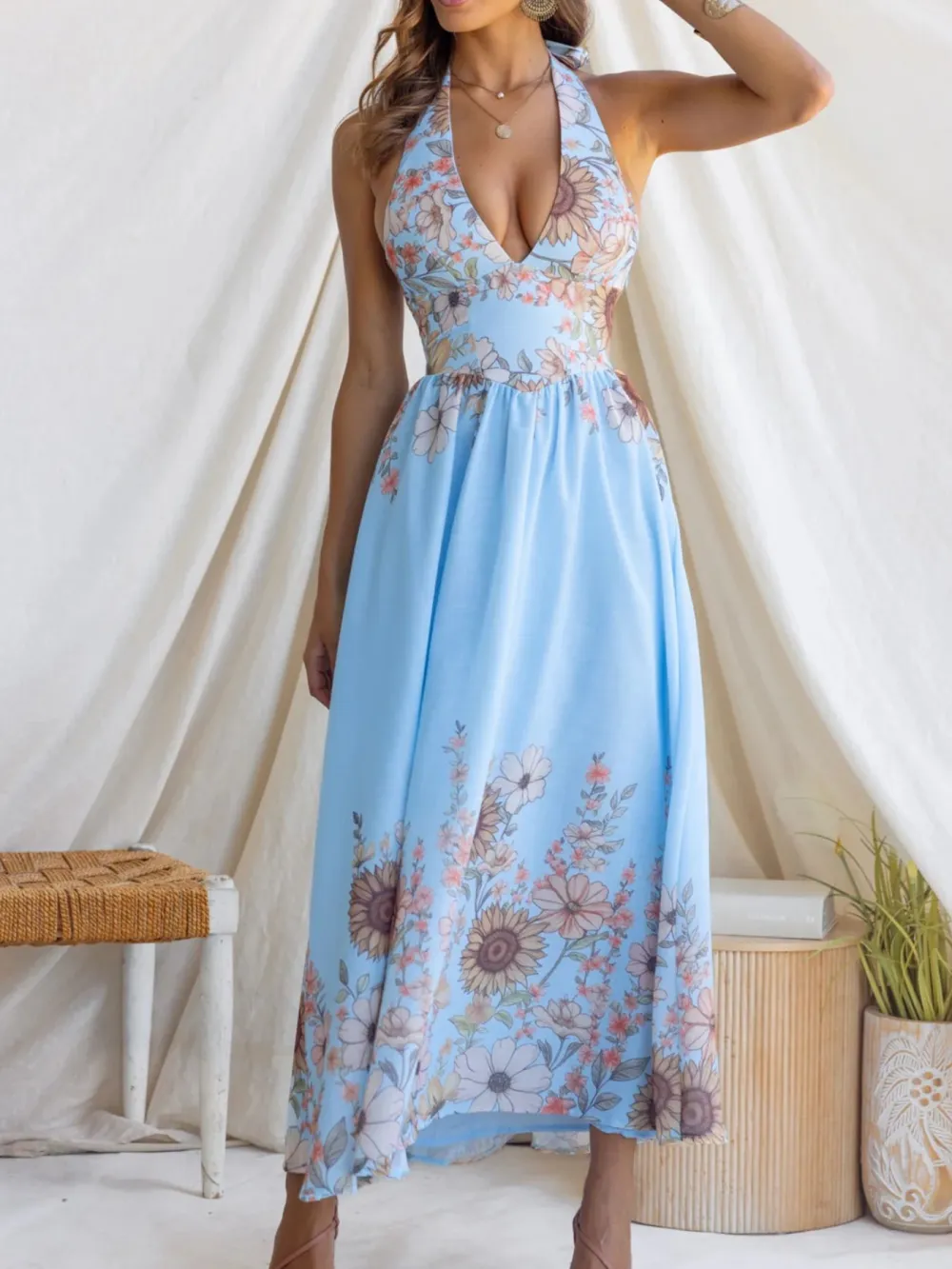 Finish Floral Printed Maxi Dress