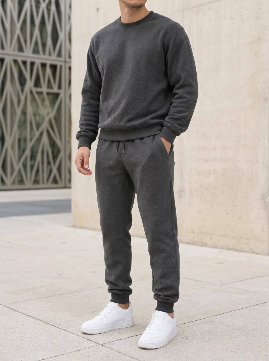 Men's Minimalist Fleece Sweatshirt and Track Pants Set