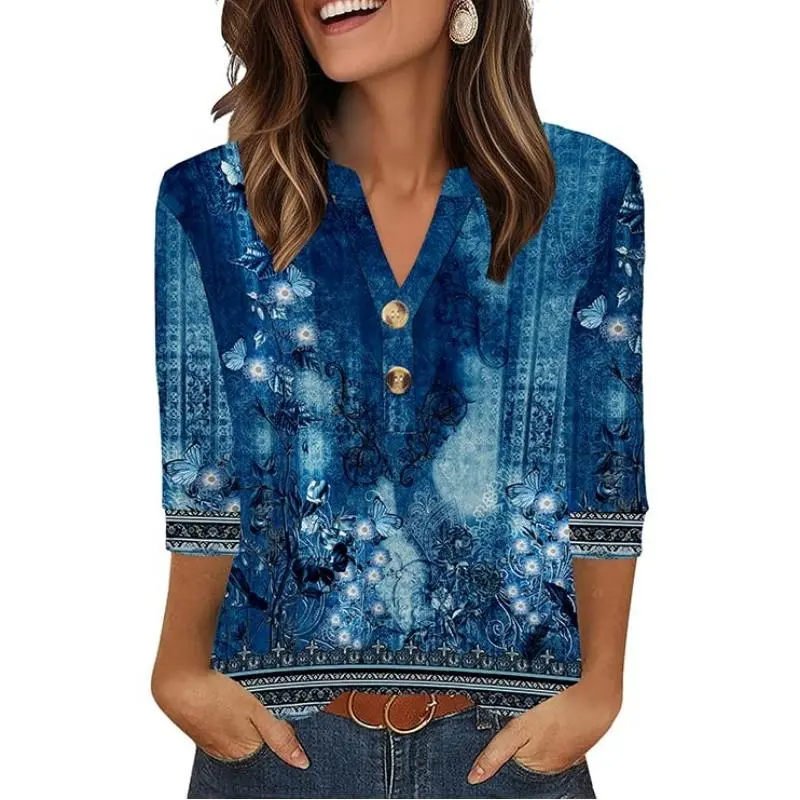 Womens Tops 3/4 Sleeve Heley Shirts