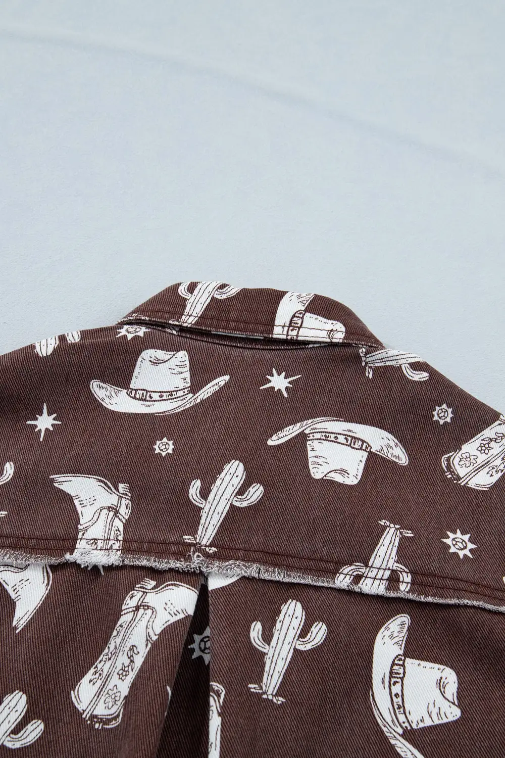 Printed Denim Button Front Dress Casual