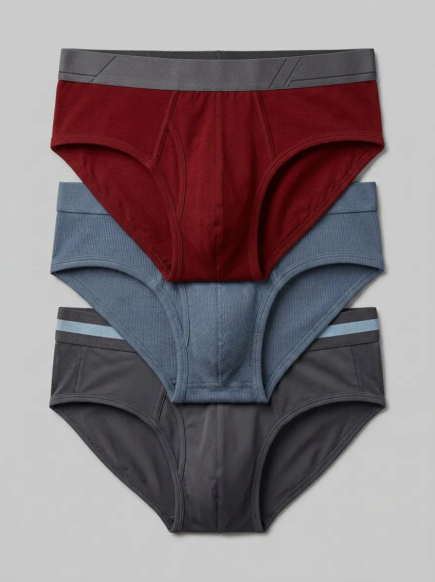Men's Multi-Color Ribbed Cotton Blend Briefs Underwear Set