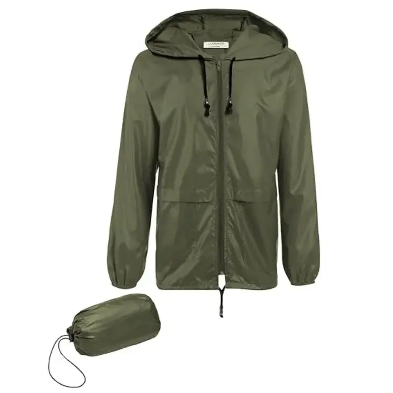 Men's Packable Jacket Outdoor Waterproof Hooded Lightweight Classic Cycling Raincoat