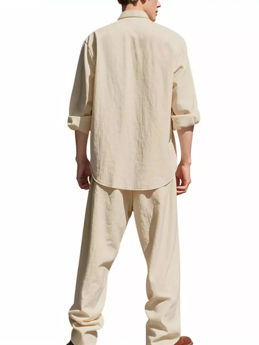 Button Up Long Sleeve Shirt and Pants Two Piece Set