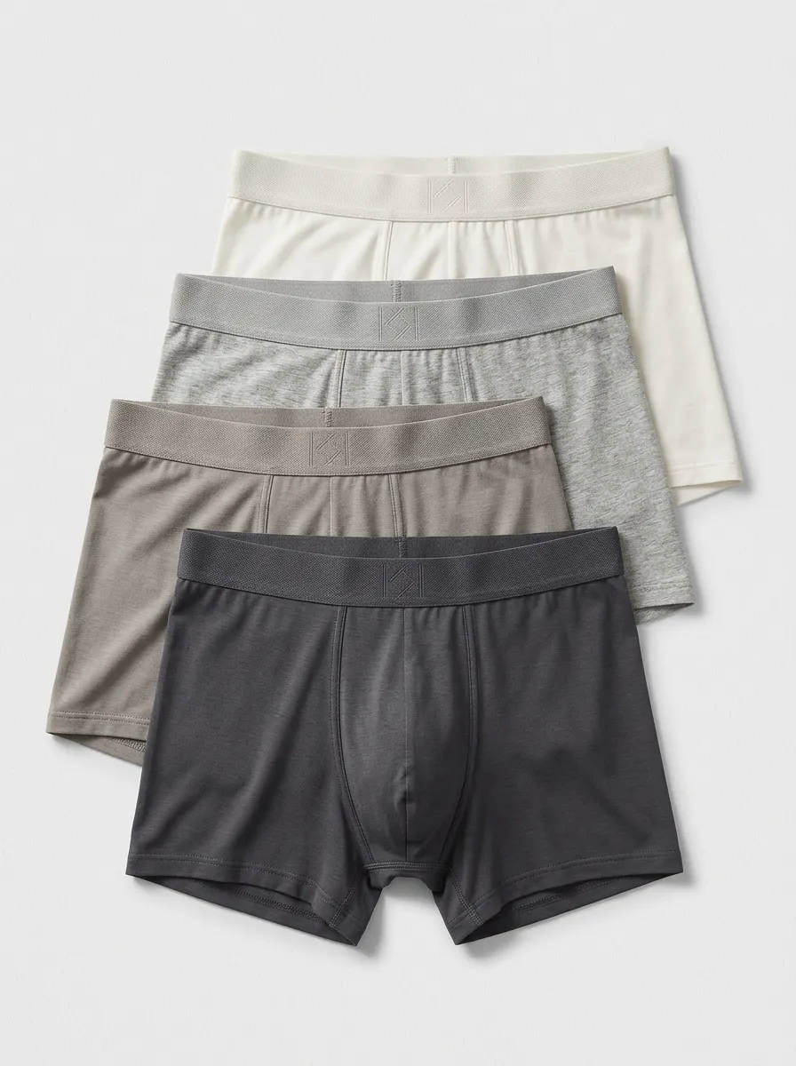 Active Solid Cotton Style Men's Four Pack Boxer Briefs