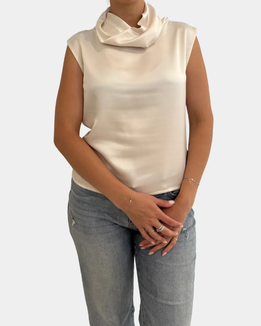 Cowl Neck Satin Top