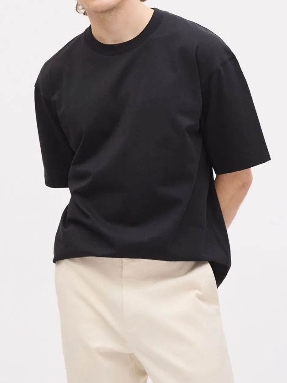 Black Oversized Short-Sleeve Crew-Neck Tee