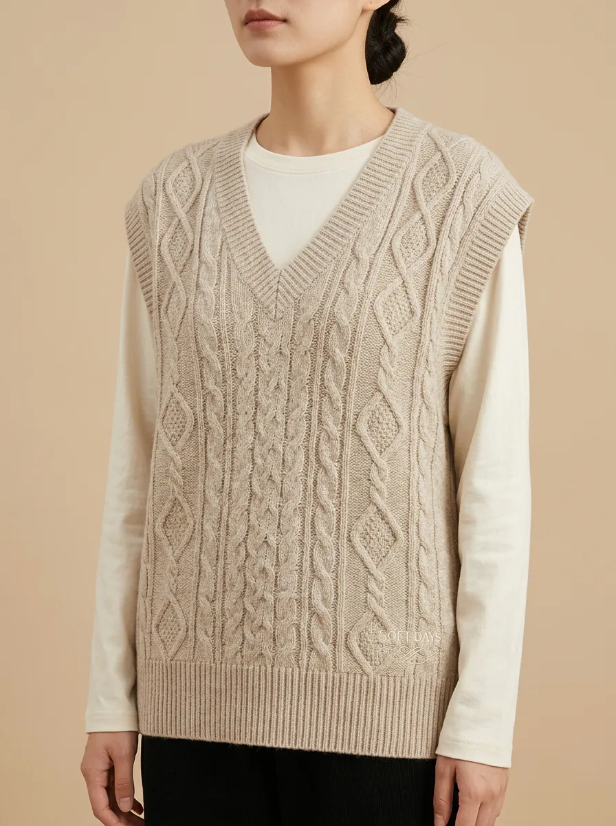 Easy-Layer Cable Vneck Sweater Vest