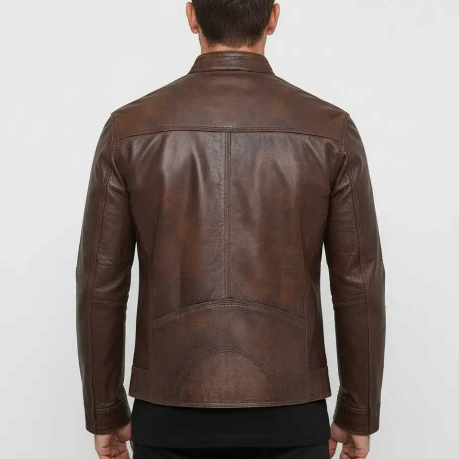 Clean Line Leather Biker Motorcycle Jacket
