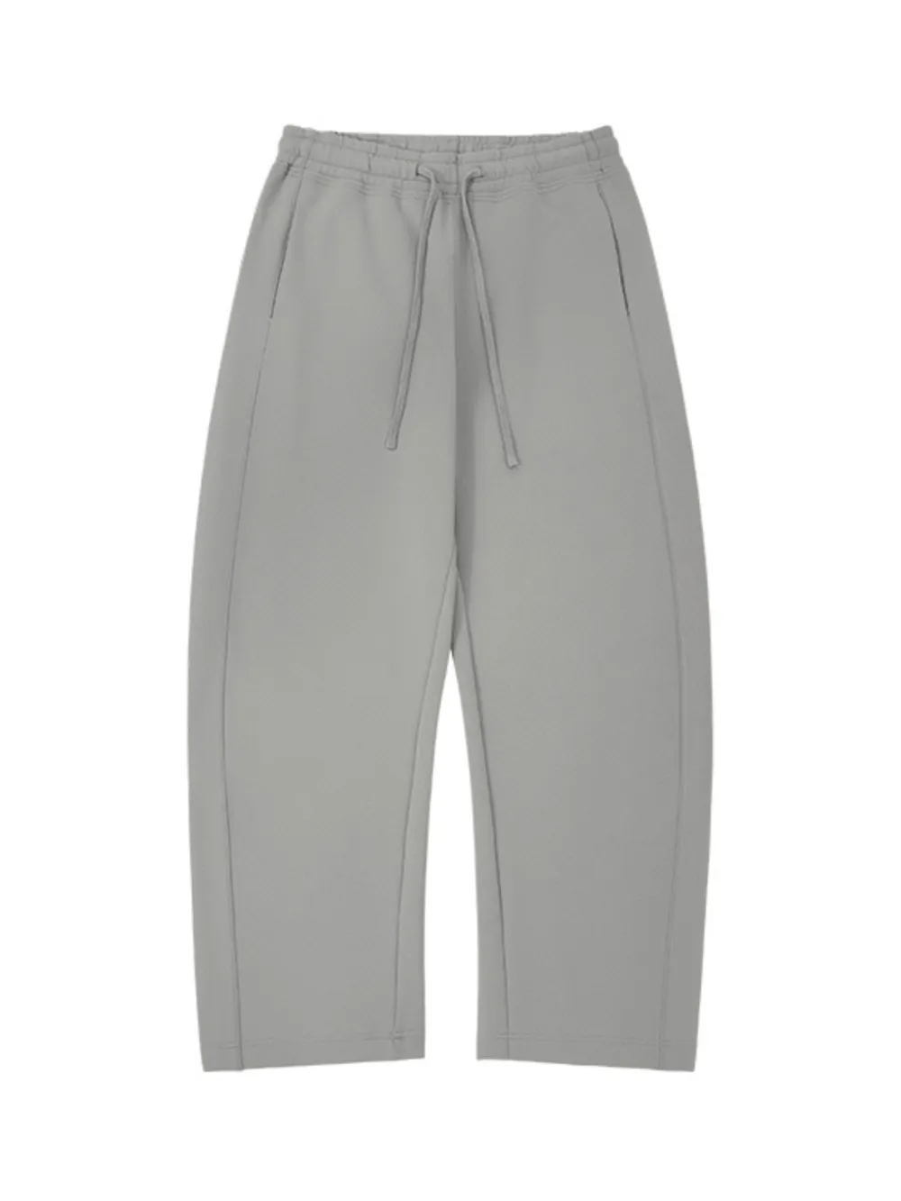 Curved-Leg Relaxed-Fit Drawstring Casual Pants