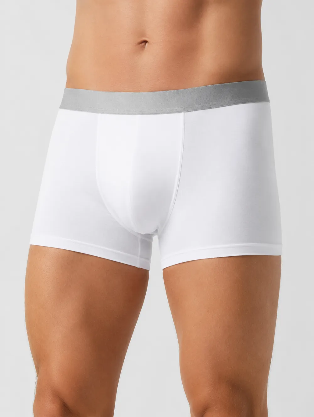 Men's Minimalist White Grey Waistband Printed Boxer Briefs