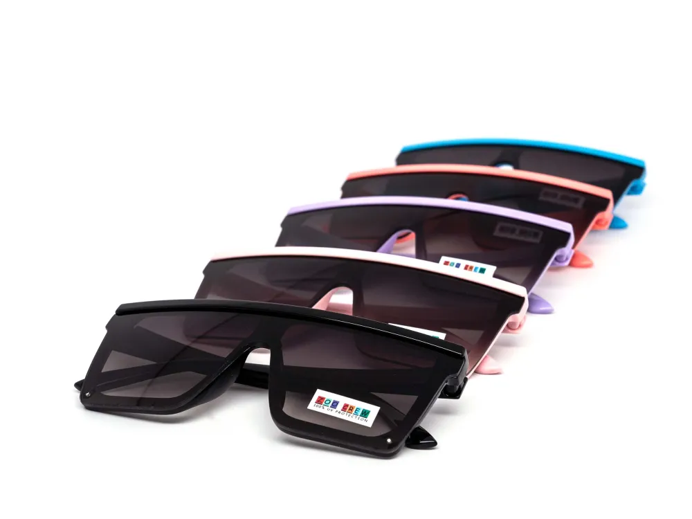 12-Pack Kids Oversized Shield Square Gradient Sunglasses