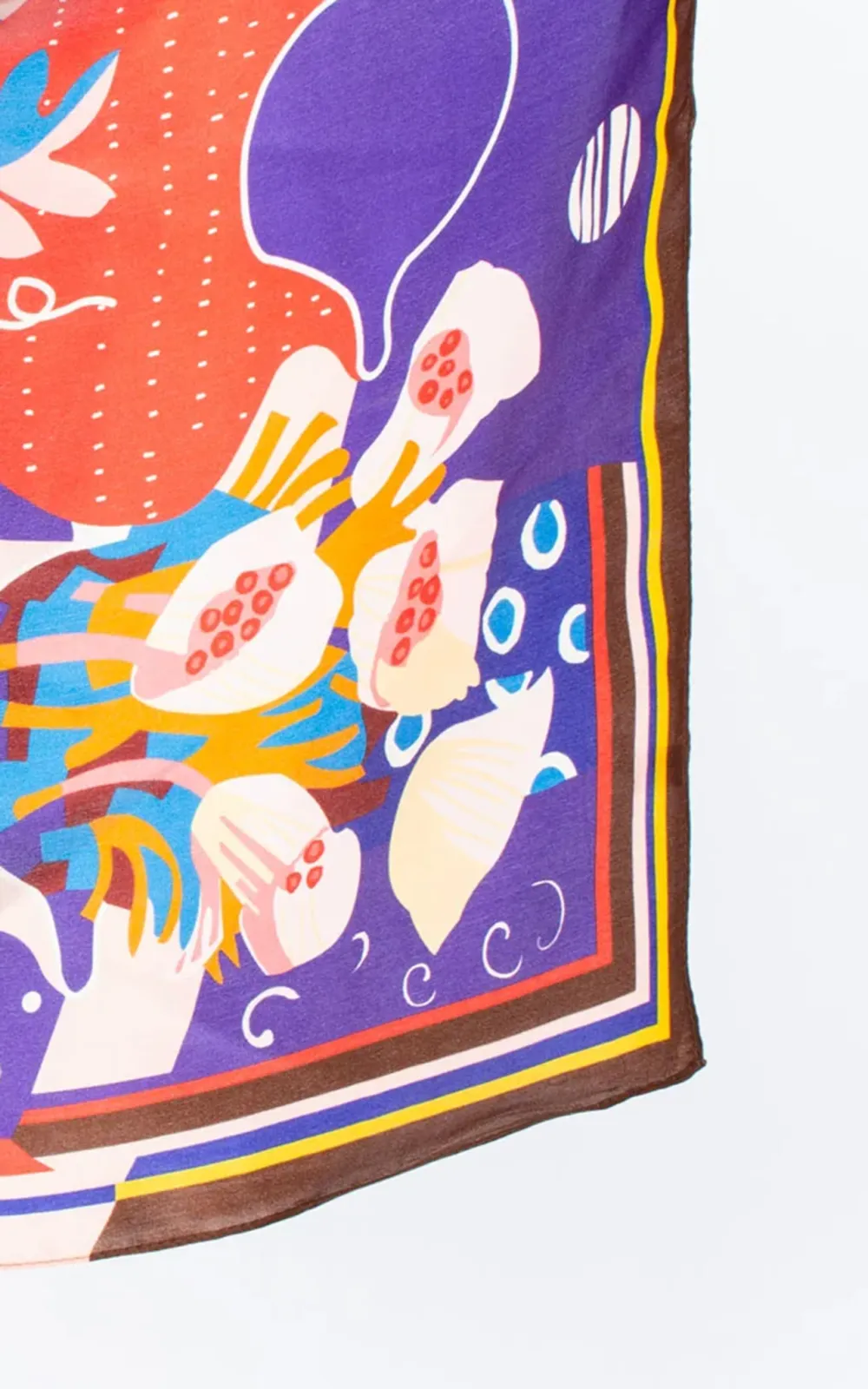 Art Abstract Print Pink And Brown Silk Scarf