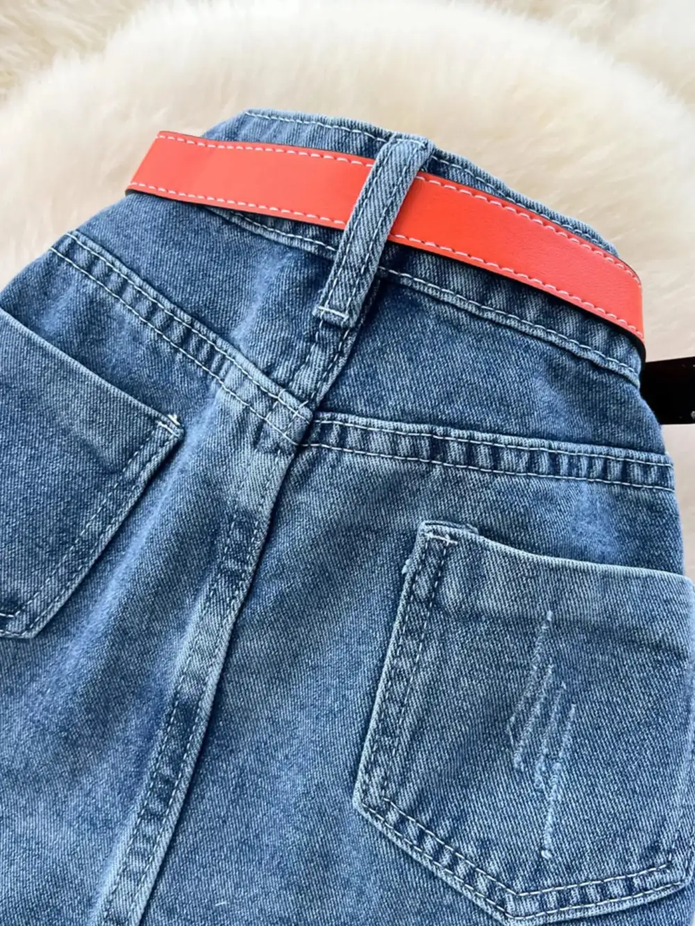 Full Size Patchwork Denim Skirt Plus Size