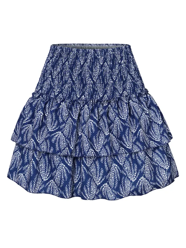 Pleated Ruffle Trim Skirt